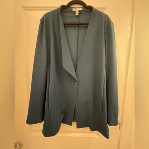 Halston Asymmetrical Teal Blazer